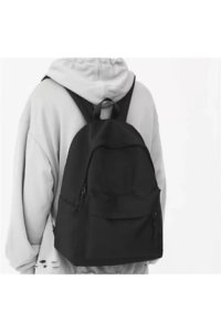 EGBAG Siyah Reklamsız Düz Siyah Unisex Laptop Okul Kurs Kamp Seyehat Gezi Günlük Kullanım Sırt Çantası