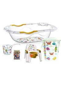 Irak Plastik Şeffaf Bebek Küvet Seti - Banyo Seti 5 Parça