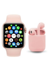 TECHNOMEN Akıllı Saat T500 Plus + Airpods Kablosuz Kulaklık Ikili Pembe Set Ios Android Smartwatch