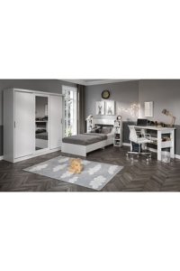KZNHOME 3 Parçalı Tek Kişilik Mdf Genç Odası Takımı - Tamamı 1. Kalite Mdf Gardrop, Masa, Karyola