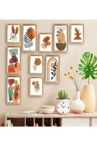 OneMina 10 Parça Boho Tarz Mdf Tablo Seti Set67premıum