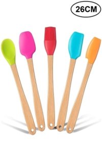 valletta Indigo 5 Li Renkli Bambu Silikon Spatula Seti Uzun 26cm