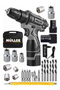 Müller Germany Ex-torq 58 V 6 Ah Otomatik Korumalı Metal Şanzuman Çift Akülü Şarjlı Matkap 27 Parça Set