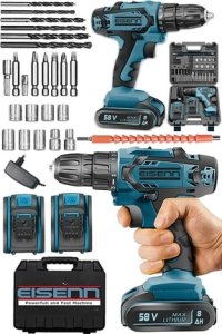 Eisenn Germany Technology Drive 58 V 8 Ah Çift Akülü Metal Şanzuman Şarjlı Matkap 27 Pcs Set