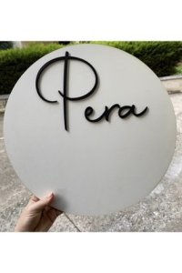 Pembe Ağaç Tasarım Atölyesi Özel Konsept Tasarım Isimli Bebek Çocuk Kapı Süsü - Nişan Kına Nikah Düğün Arka Plan Pano