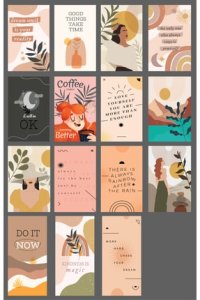 colortouch Bohem - 2 Tel Pano Veya Mantar Pano Dekorasyon Motivasyon Kartı Aksesuar 15 Adet