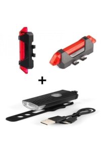 SARFEX Şarjlı Bisiklet Lambası Feneri Ön Far Arka Stop Aydınlatma Seti